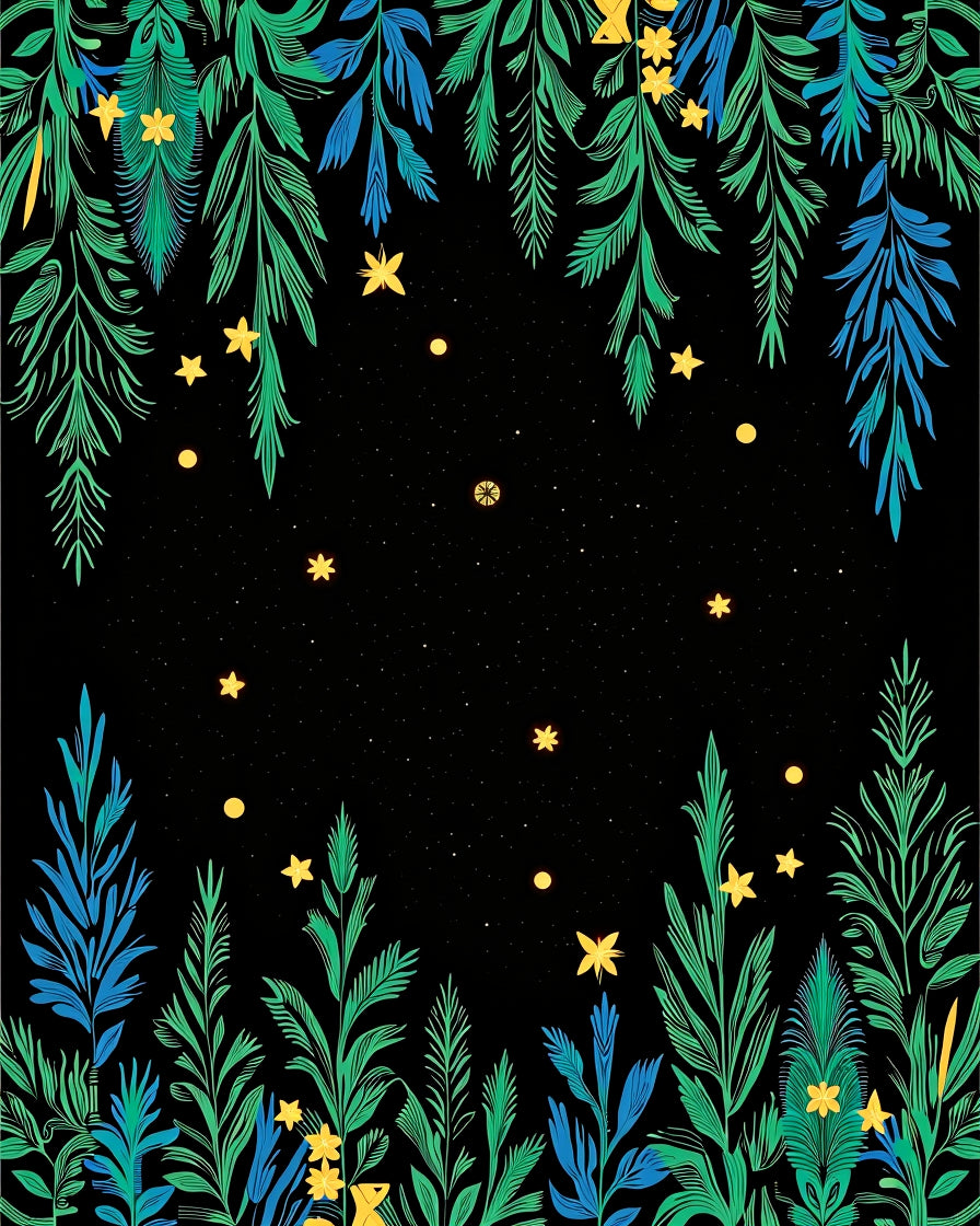 Enchanted Forest Starry Night Foliage Rug