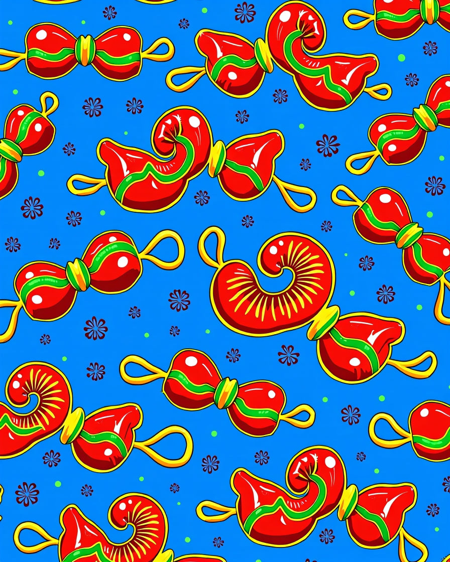 Vibrant Red Golden Swirl Abstract Rug