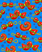 Vibrant Red Golden Swirl Abstract Rug