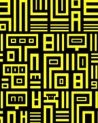 Bold Yellow Black Geometric Labyrinth Rug