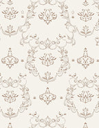 Elegant Brown Scrollwork Floral Medallion Rug