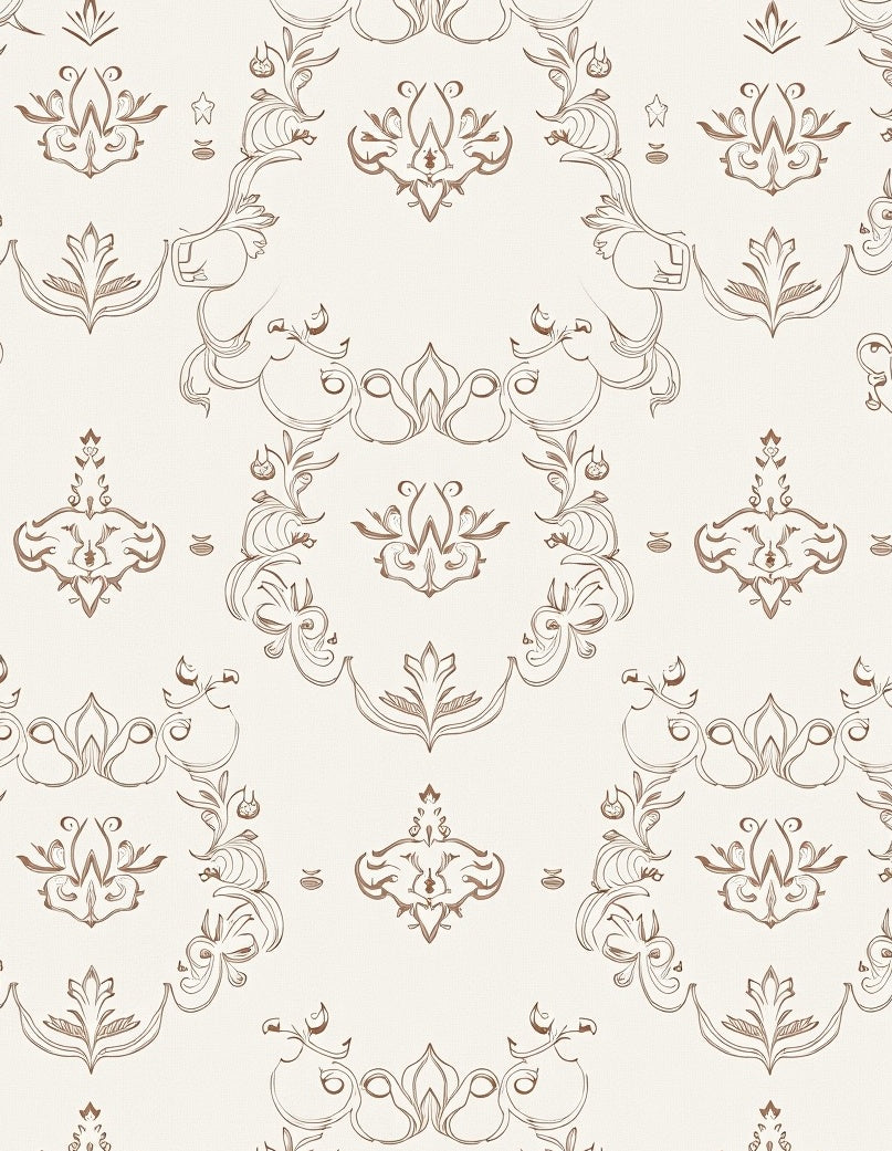 Elegant Brown Scrollwork Floral Medallion Rug