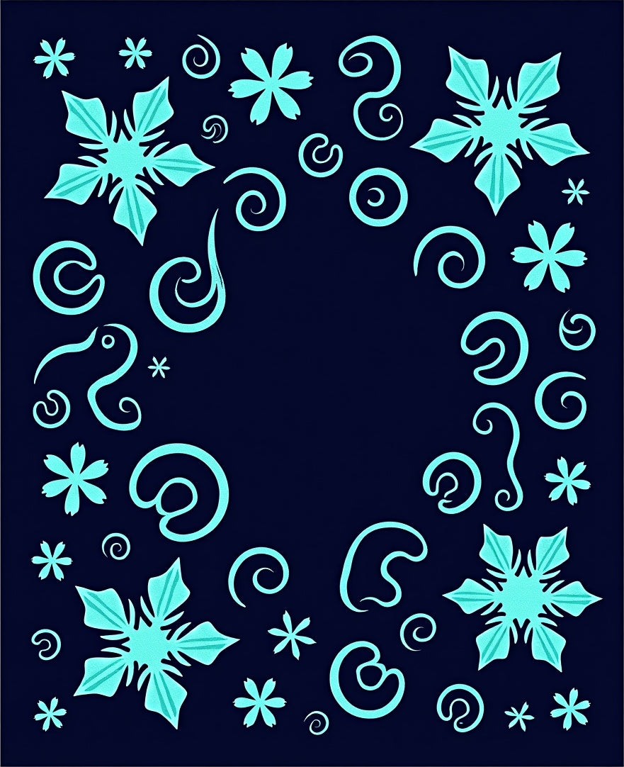 Aqua Snowflake Swirl Scatter Rug