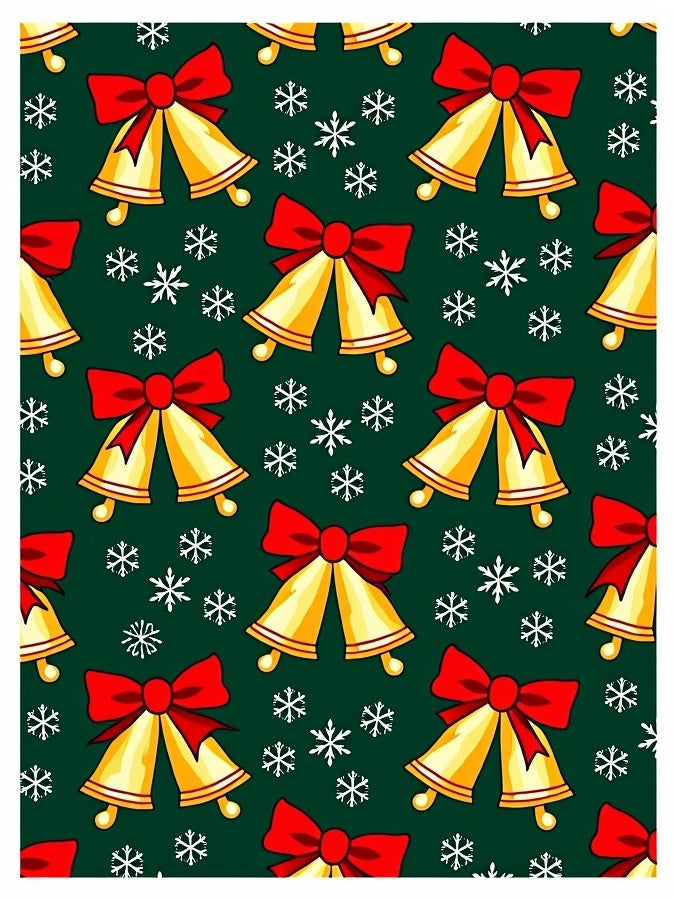Golden Bells Red Bow Snowflake Shower Rug