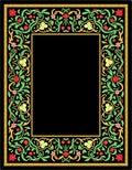 Crimson Green Floral Border Frame Rug