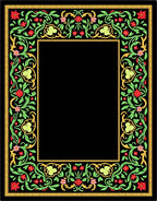 Crimson Green Floral Border Frame Rug