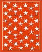 Vibrant Orange Star Trophy Collage Rug