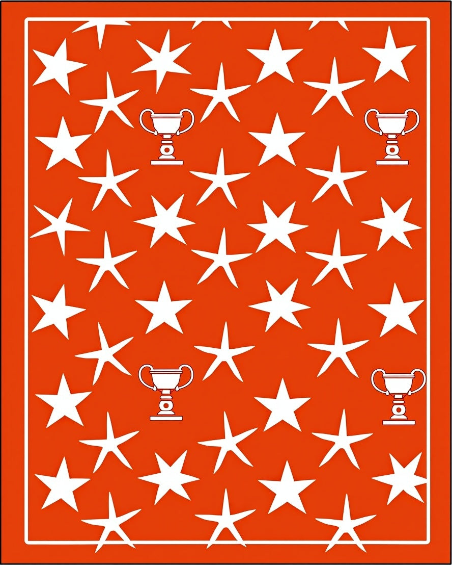 Vibrant Orange Star Trophy Collage Rug