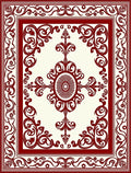 Crimson Ivory Floral Scroll Decorative Rug