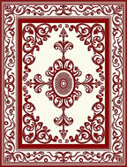 Crimson Ivory Floral Scroll Decorative Rug