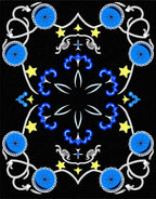 Golden Yellow Star Blue Medallion Rug