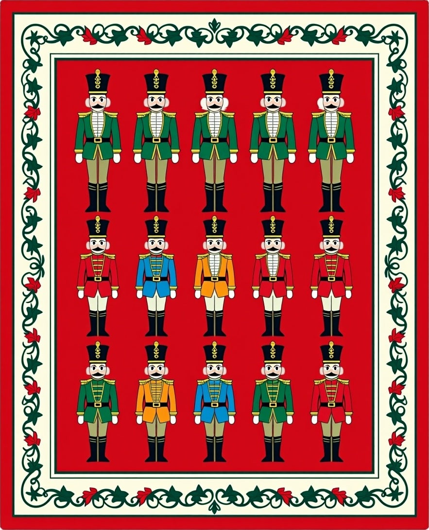 Crimson Red Nutcracker Soldier Array Rug