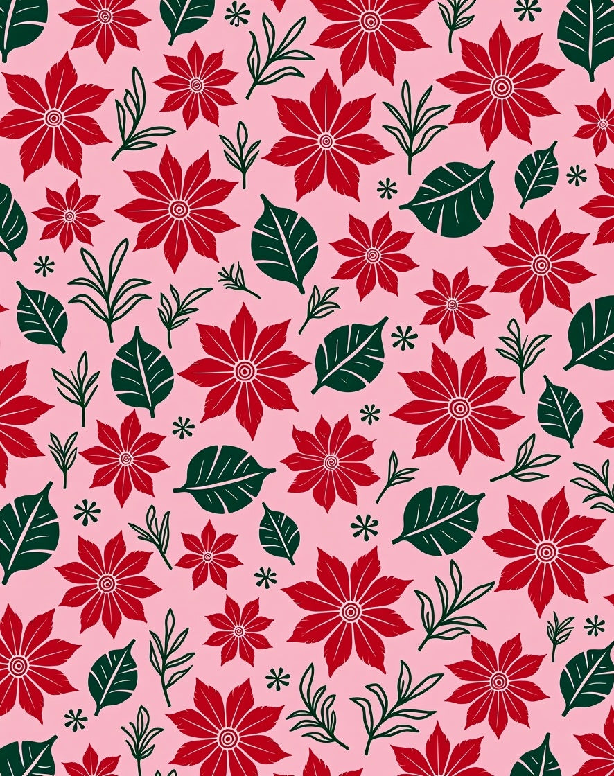 Red Petal Pink Floral Garden Rug
