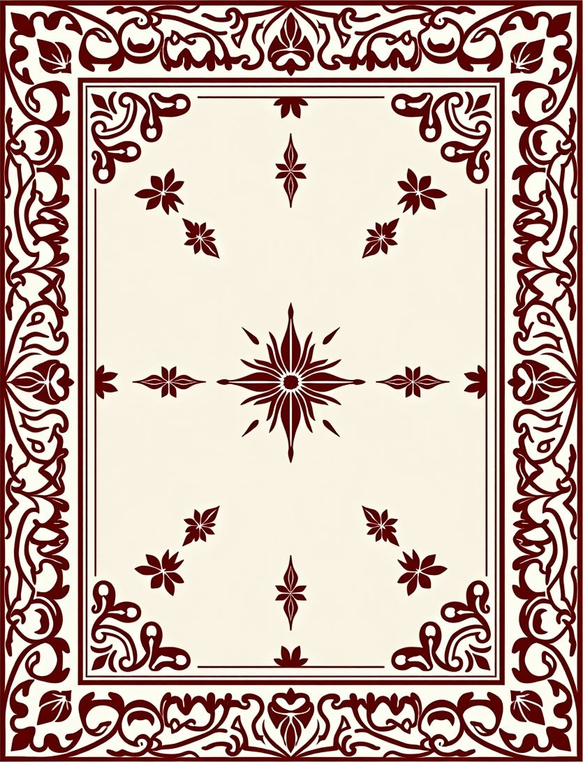 Burgundy Floral Scroll Medallion Rug