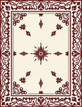 Burgundy Floral Scroll Medallion Rug