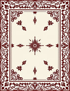 Burgundy Floral Scroll Medallion Rug