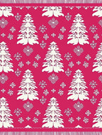 White Pine Trees and Snowflakes on Pink Rug