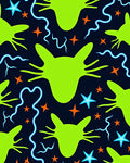 Neon Lime Cat Stars Swirls Rug