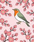 Pink Robin Blossom Branch Rug