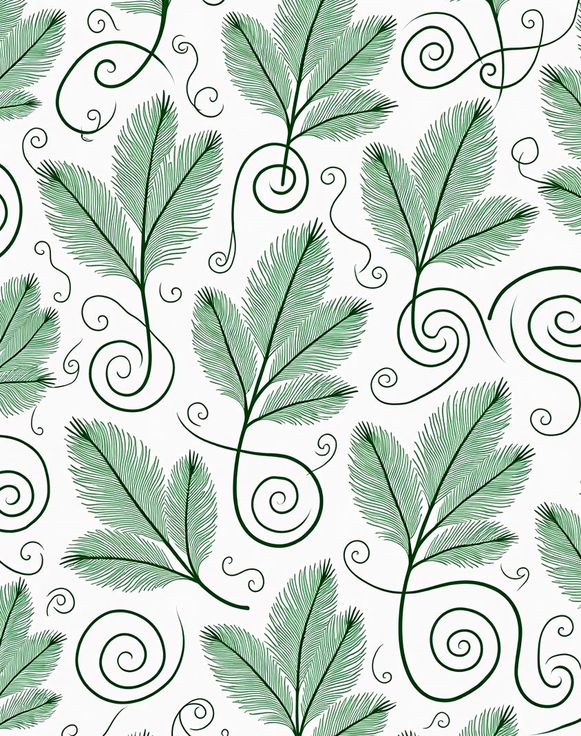 Emerald Green Fern Swirls Rug