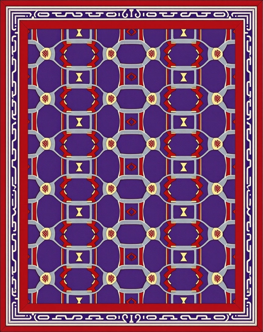 Majestic Purple Red Geometric Link Rug