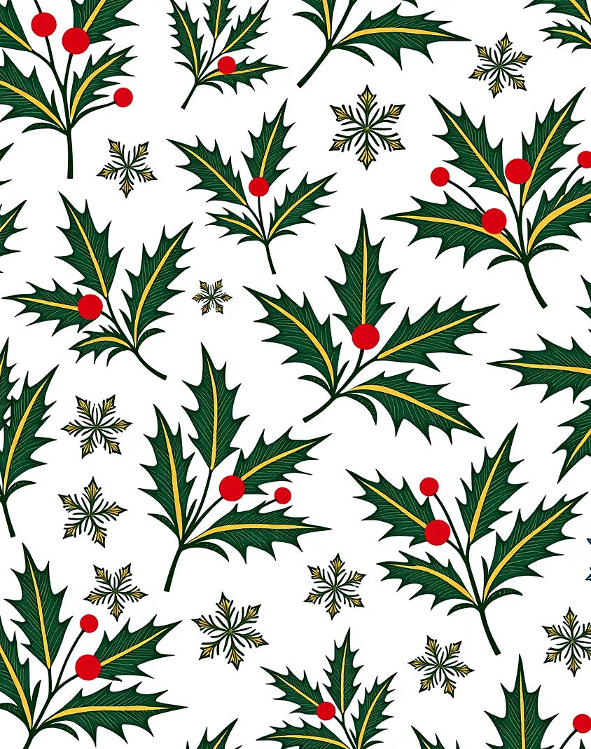Festive Holly Berry Snowflake Collage Rug