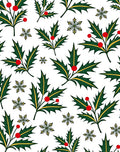 Festive Holly Berry Snowflake Collage Rug
