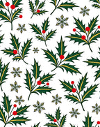 Festive Holly Berry Snowflake Collage Rug