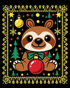 Cute Sloth Christmas Ornament Scene Rug