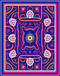 Vibrant Blue Pink Sunburst Medallion Rug