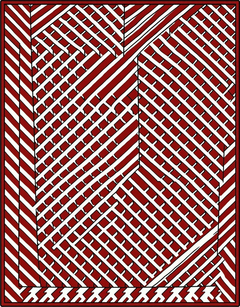 Crimson White Interlocking Stripe Rug