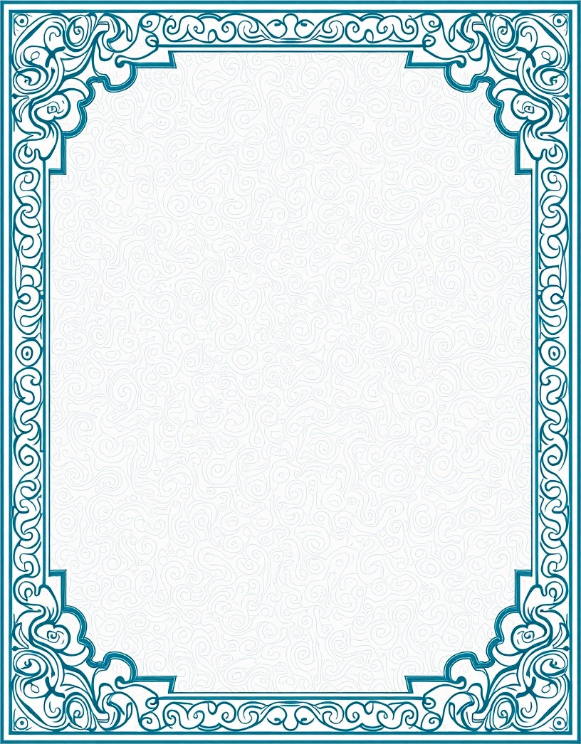 Teal Border Swirl Background Rug