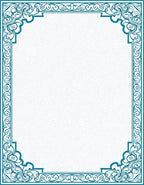 Teal Border Swirl Background Rug