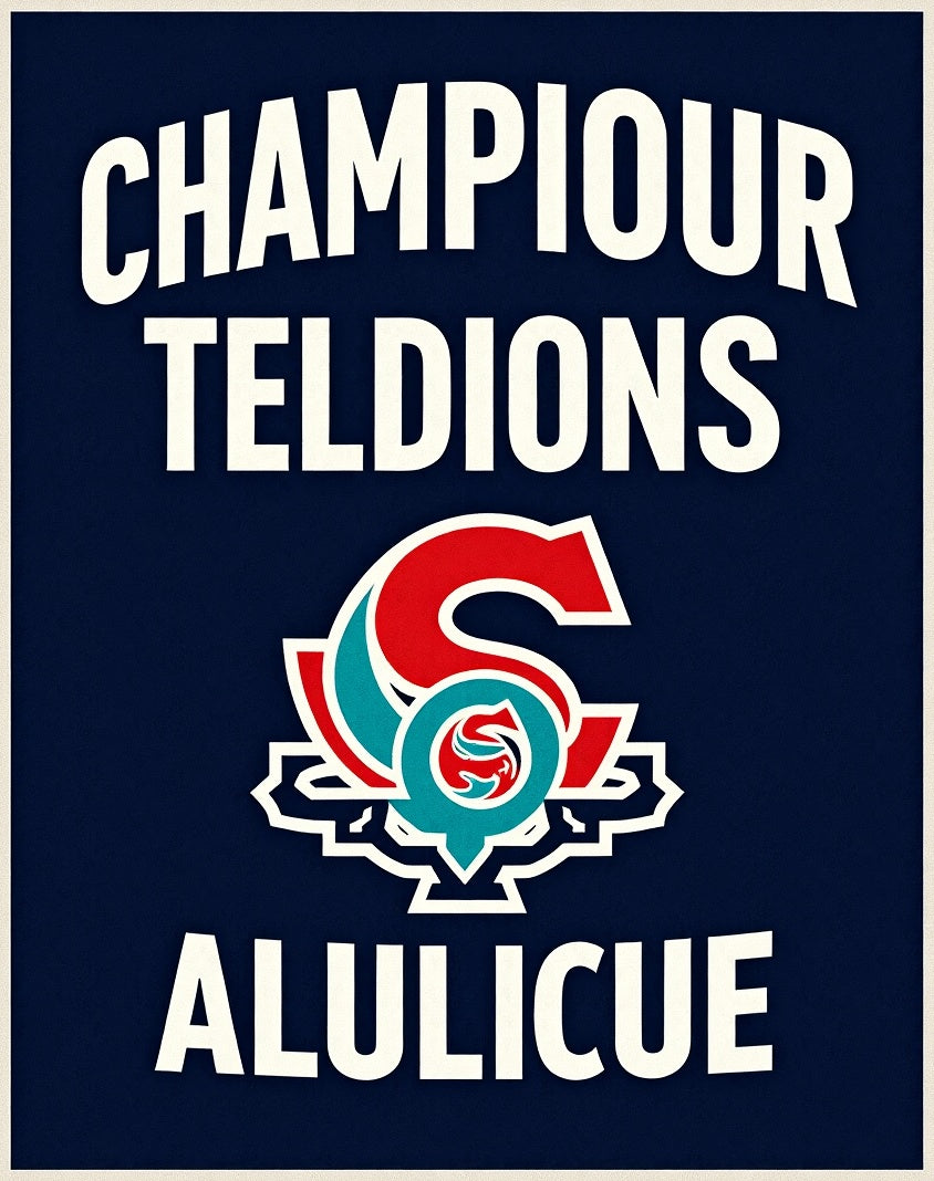 Navy Red Turquoise Emblem Rug