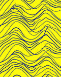 Bright Yellow Navy Wavy Lines Rug