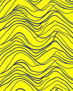 Bright Yellow Navy Wavy Lines Rug