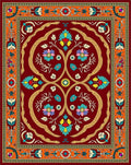 Vibrant Red Floral Arch Medallion Rug