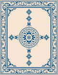 Navy Blue Central Medallion Tile Art Rug
