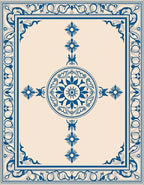Navy Blue Central Medallion Tile Art Rug