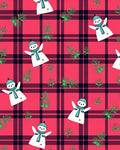 Cheerful Snowman Red Plaid Evergreen Accent Rug