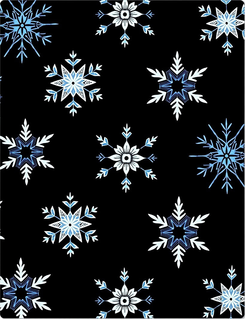Winter Blue Snowflake Collage Rug