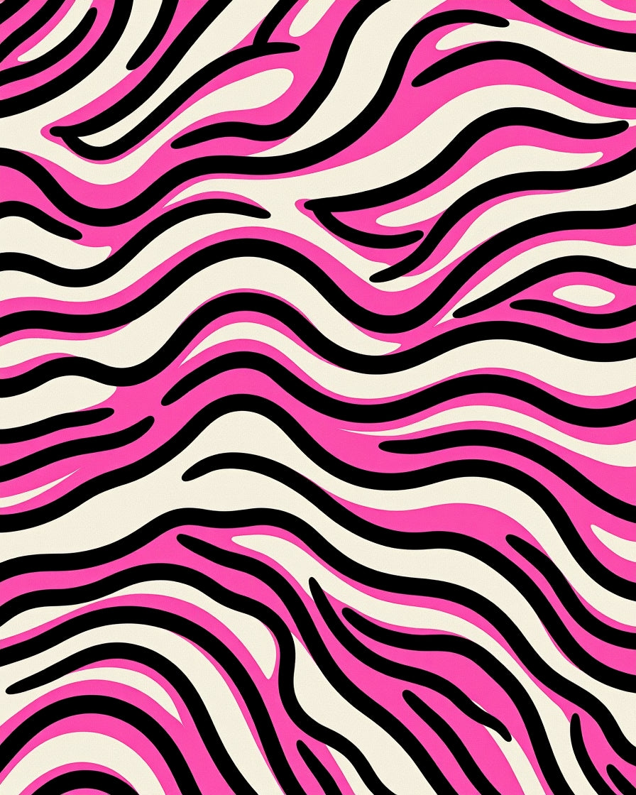Hot Pink Zebra Stripe Waves Rug