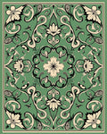 Art Nouveau Green Floral Swirl Rug
