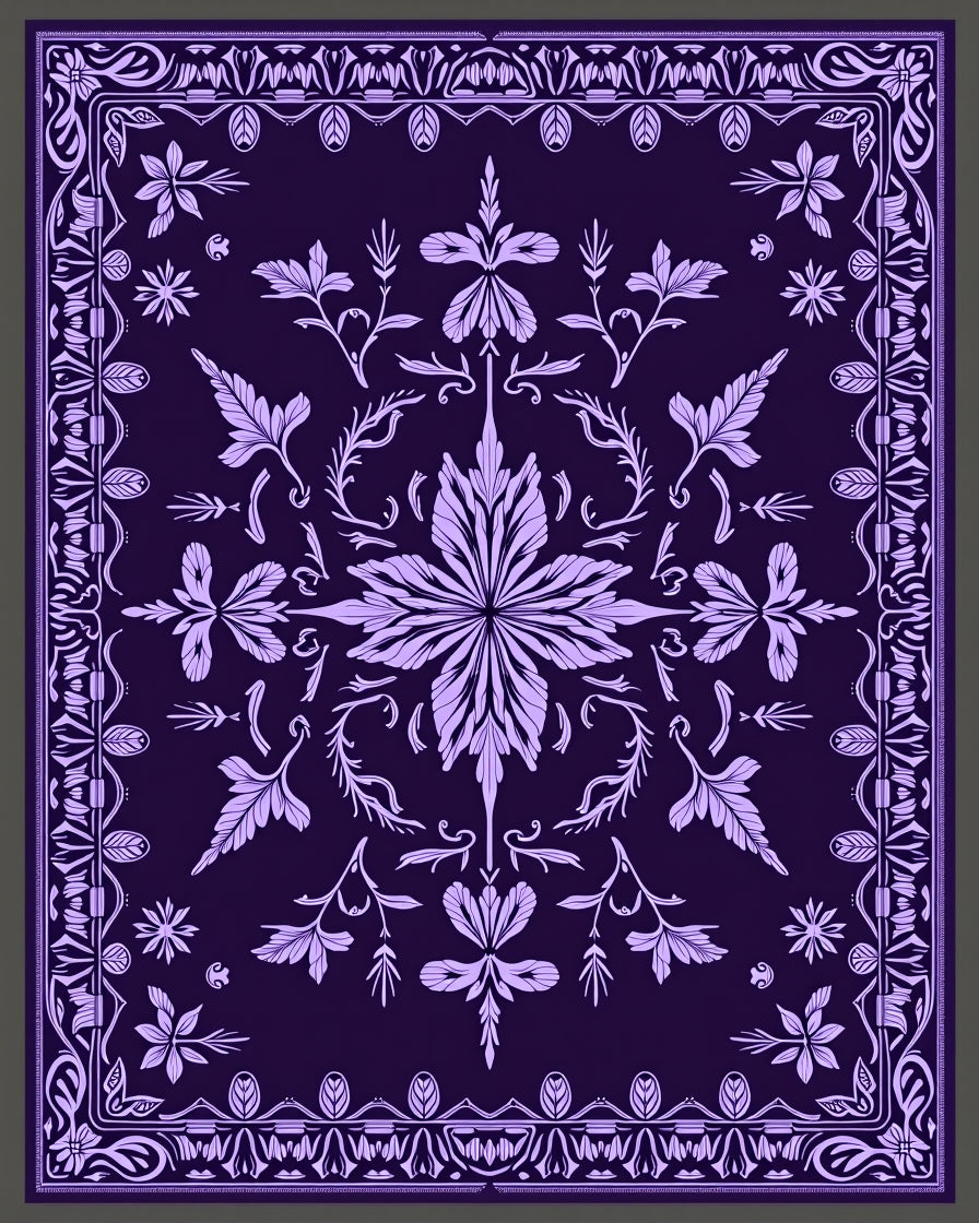 Amethyst Floral Medallion Border Rug