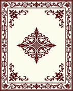 Ornate Burgundy Damask Corner Rug