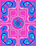 Vibrant Pink Blue Floral Rococo Rug