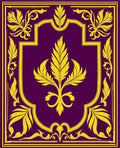 Rich Plum Yellow Leafy Frame Rug