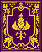 Rich Plum Yellow Leafy Frame Rug