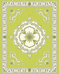 Lime Green Floral Medallion Border Rug