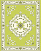 Lime Green Floral Medallion Border Rug